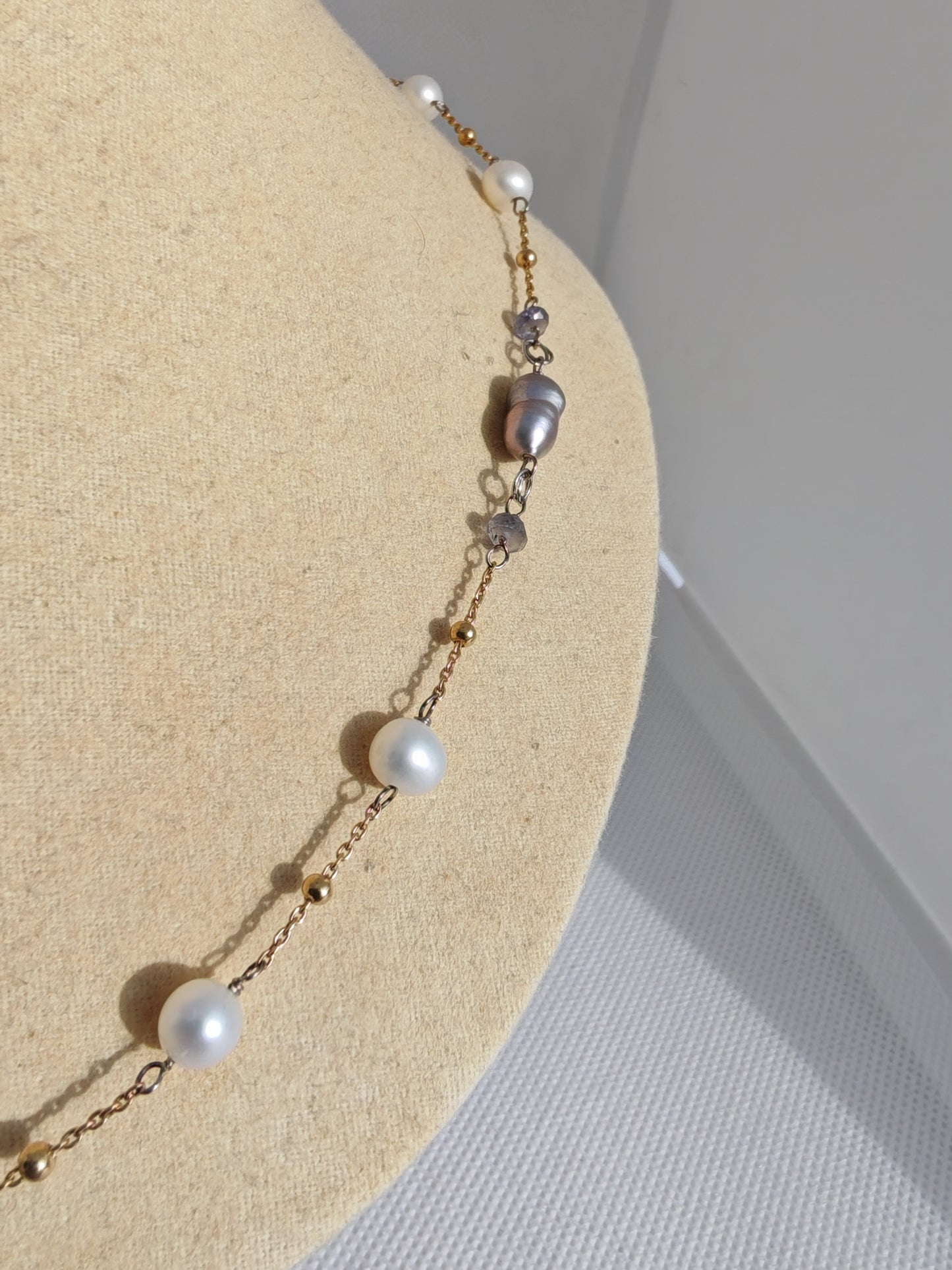 Collana girocollo perle e cianite