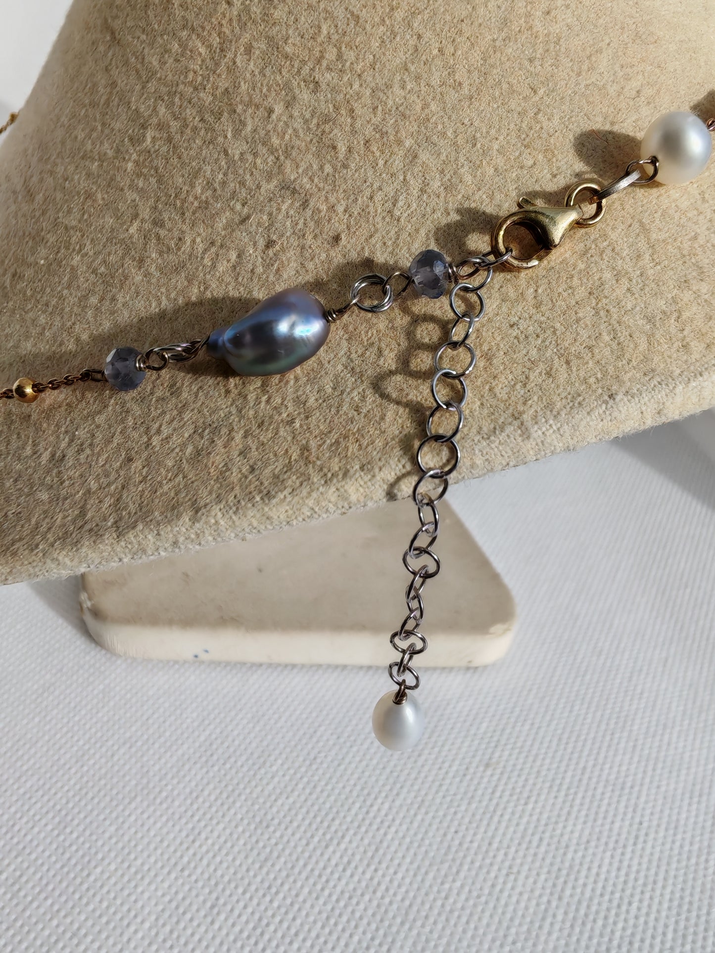 Collana girocollo perle e cianite