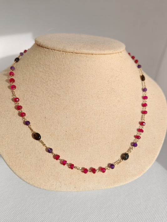 Collana girocollo rubino, ametista