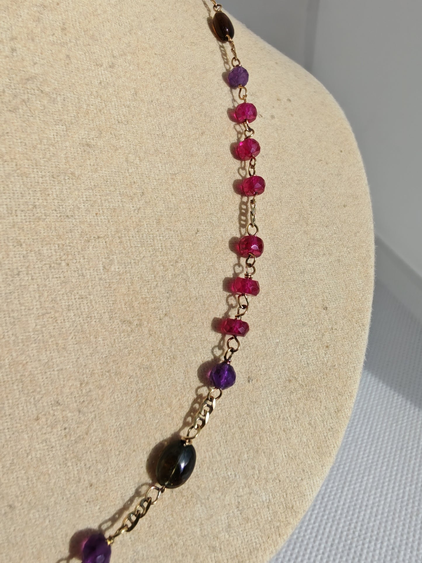 Collana girocollo rubino, ametista
