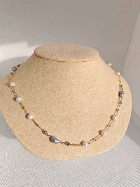 Collana girocollo perle e cianite