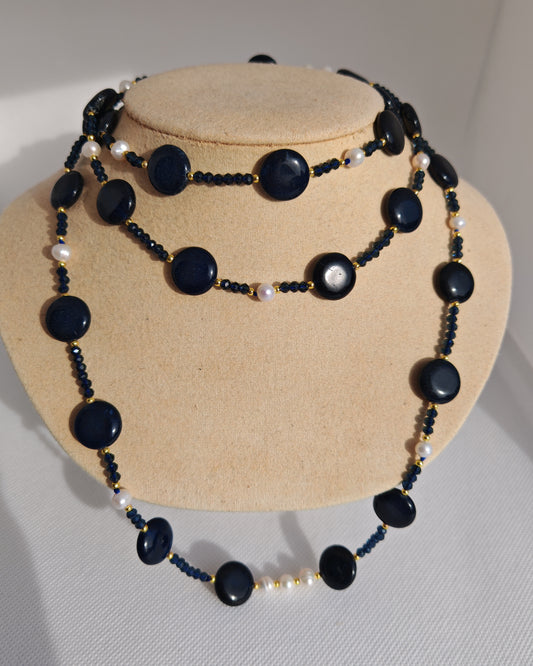 Collana sodalite e perle