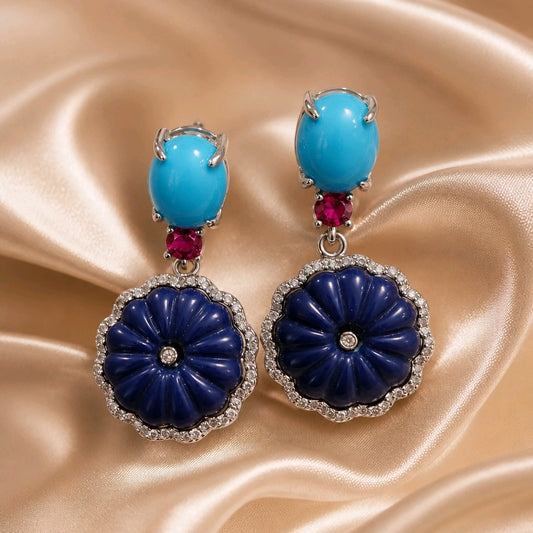 Orecchini fiore blu