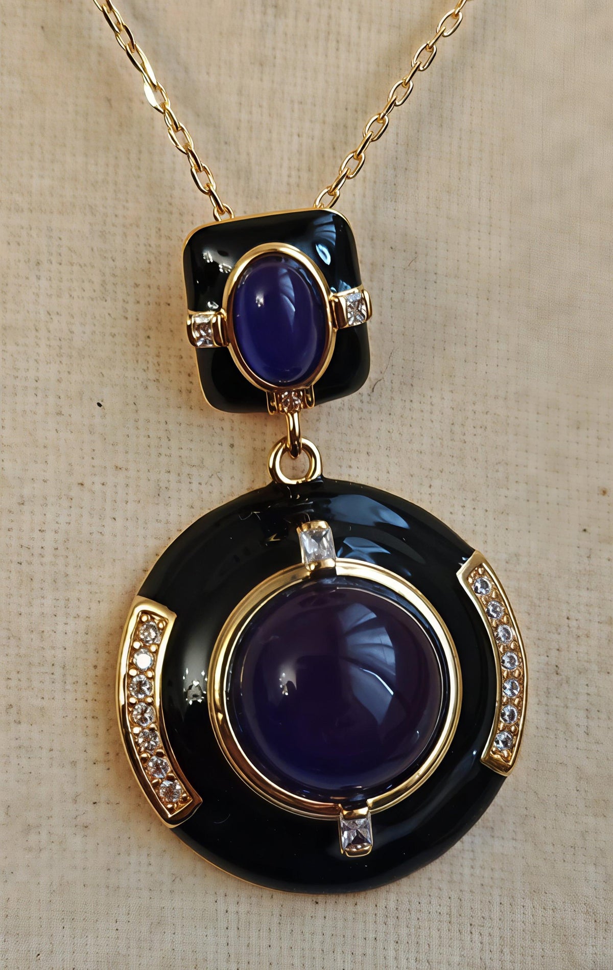 Collana con Pendente "Midnight Lapis" in Ottone e Resina