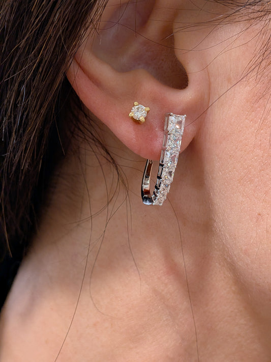 Orecchini zirconia quadrati