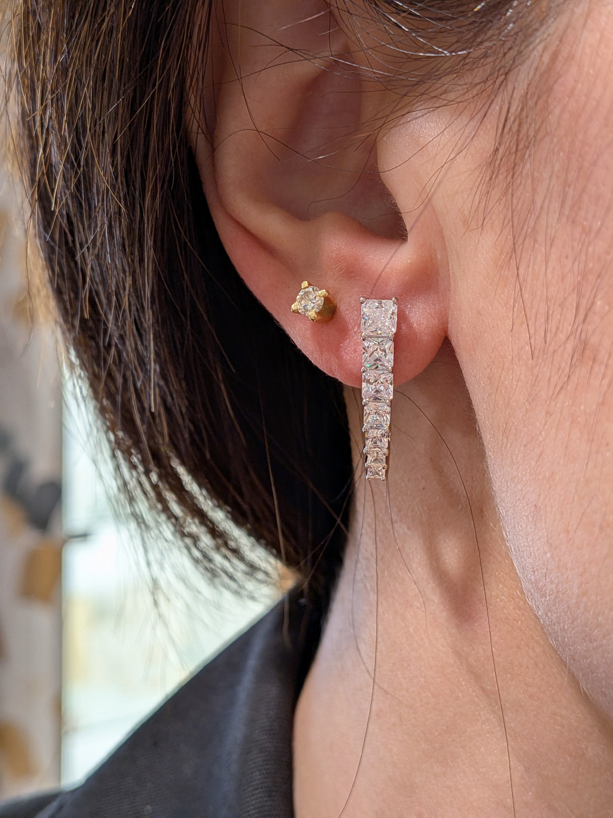 Orecchini zirconia quadrati