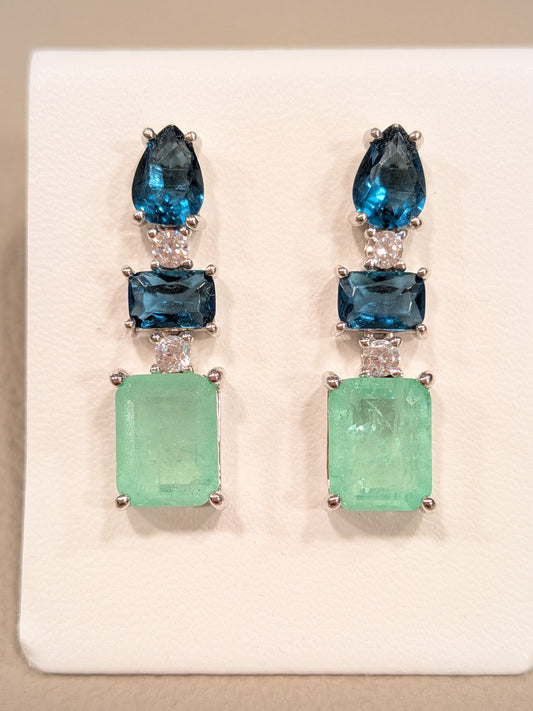Orecchini pendenti color London Blue e paraiba