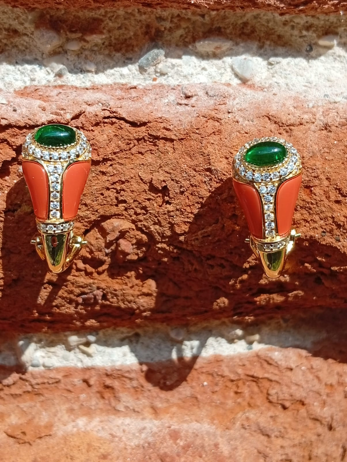Orecchini goccia arancio e verde