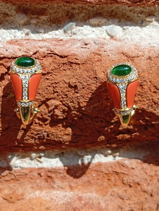 Orecchini goccia arancio e verde