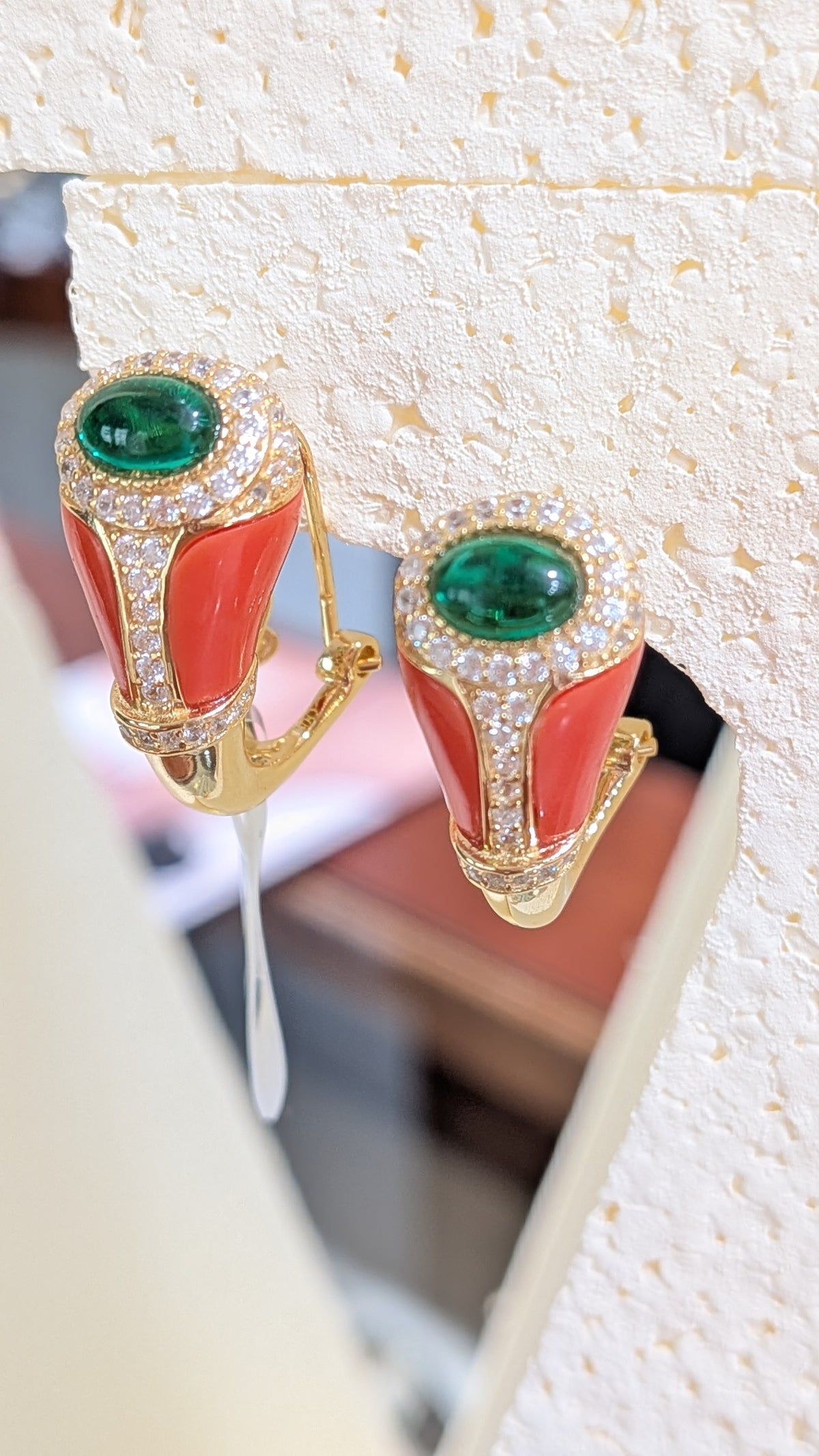 Orecchini goccia arancio e verde