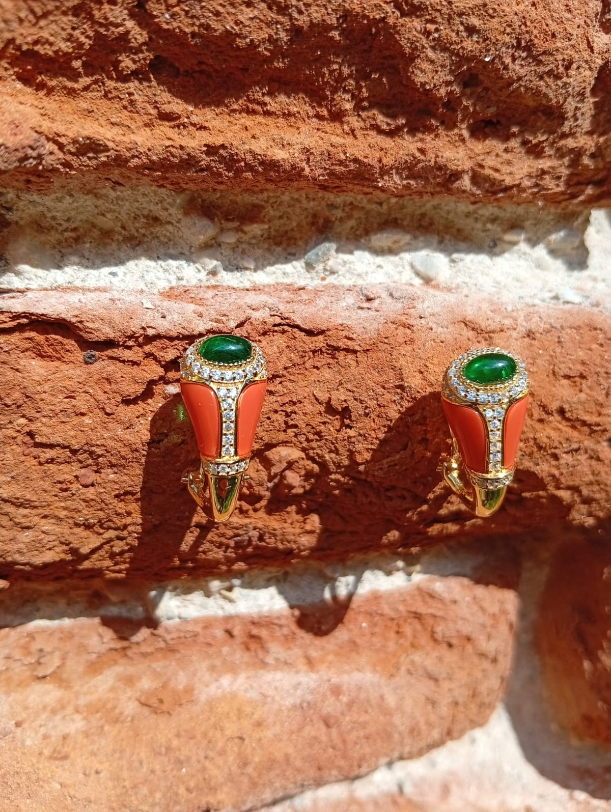Orecchini goccia arancio e verde
